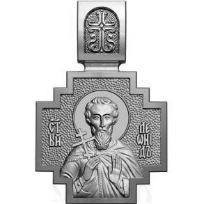 нательная икона св. мученик леонид коринфский, серебро 925 проба с родированием (арт. 06.092р)