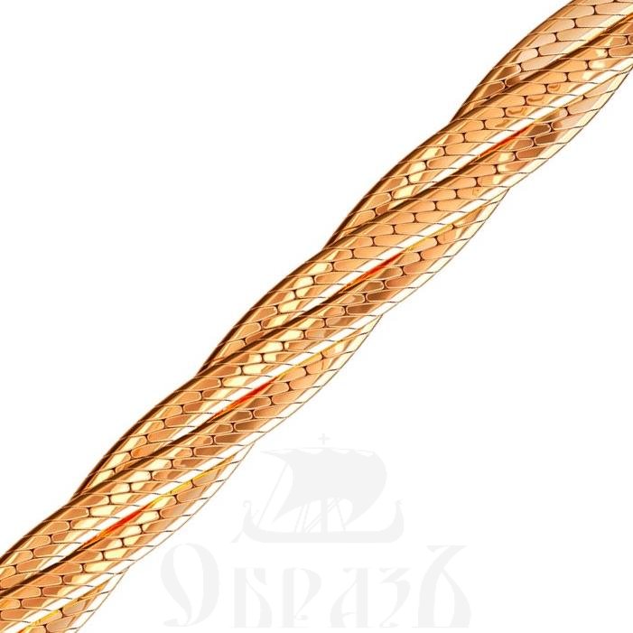 косичка из 4-х цепочек плетение "монтреаль" красное золото 585 пробы (арт. нц 12-026 d0,50)