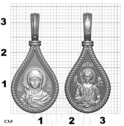 нательная икона св. мученица галина коринфская, серебро 925 проба с родированием (арт. 06.013р)