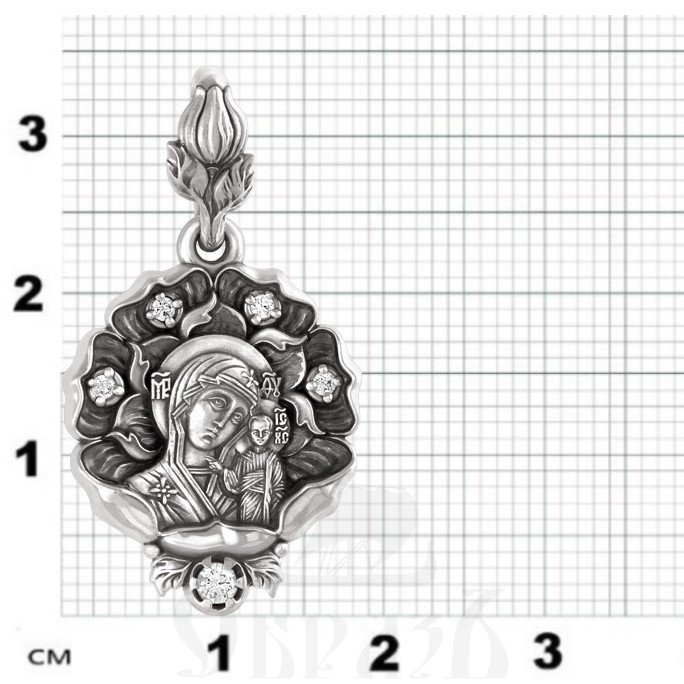 образок «казанская икона богородицы», золото 585 проба белое с бриллиантами (арт. 202.573-3)