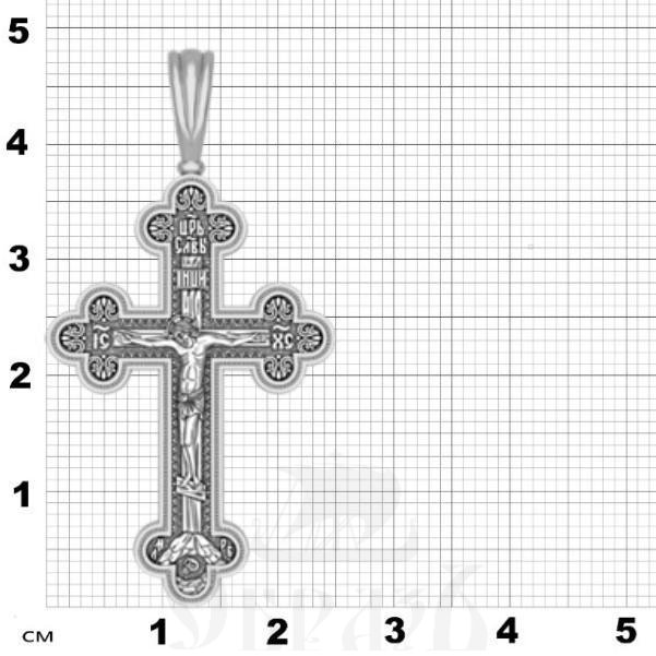 крест трилистник ангел хранитель, серебро 925 проба с родированием (арт. 17.067р)